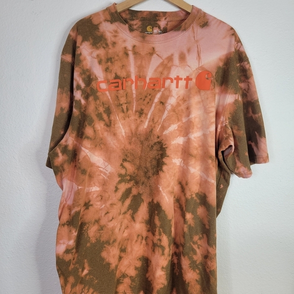 Carhartt tie dye short sleeve shirt orange retro - Picture 2 of 6